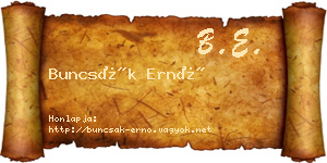 Buncsák Ernő névjegykártya